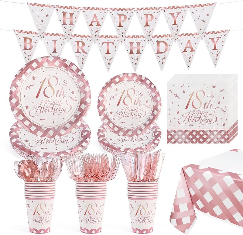 Photo 1 of 18th Birthday Decorations for Girls Rose Gold 18th Birthday Decorations Fabulous Party Supplies (Serves 20, 142 Total Pieces)
