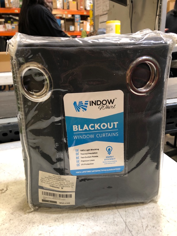Photo 1 of 100% Blackout Window Curtains: Room Darkening Thermal Window Treatment with Light Blocking Black Liner for Bedroom, Nursery and Day Sleep - 2 Pack of Drapes, Charcoal (63” Drop x 52” Wide Each) Charcoal W52 x L63