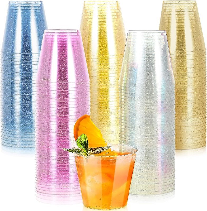 Photo 1 of Youyole 800 Pack Plastic Shot Glasses Disposable Shot Glasses Small 1oz Plastic Cups Glitter Shot Glasses for Birthday Wedding Baby Shower Christmas Party Favors, 5 Colors
