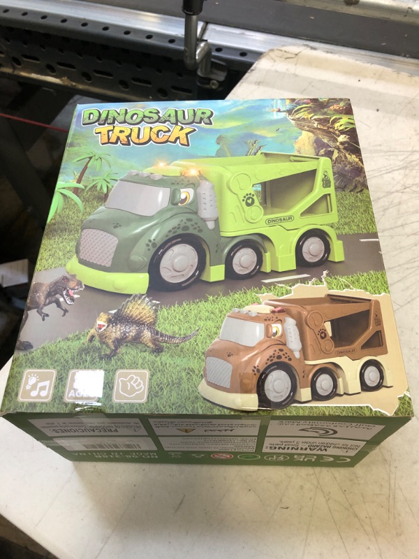 Photo 2 of Bennol Dinosaur Toys for Kids 1 2 3 4 5 Year Old Boys, 2 PCS Dinosaur Trucks with 8 Dinosaur Toys,Dinosaur Activity Playmat,Dino Cars Sets with Light Sound, Toys for 2 3 4 5 Toddlers Boys Gifts