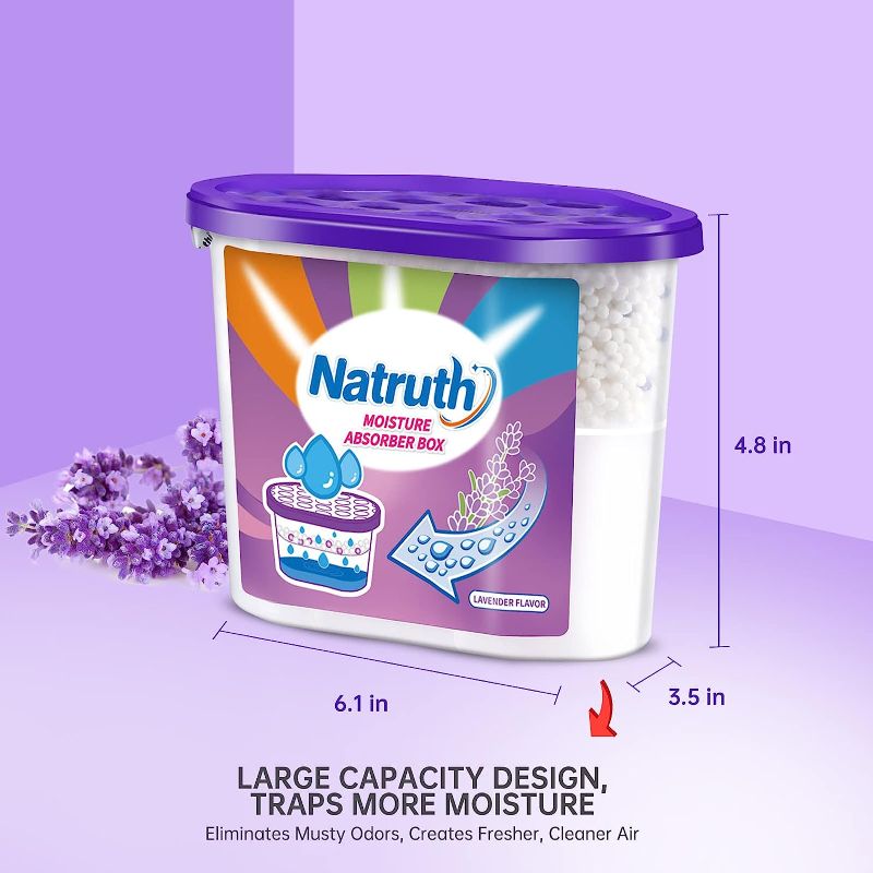 Photo 1 of NATRUTH Moisture Absorbers With Lavender Scent,12.5OZ?800ml) Portable Closet Dehumidifier, Odor Eliminator Absorber Bucket,Humidity Absorber,Cleaner Air Dehumidifier for Closet ,Bathrooms, Kitchen & Study, Boats,RVs and More
