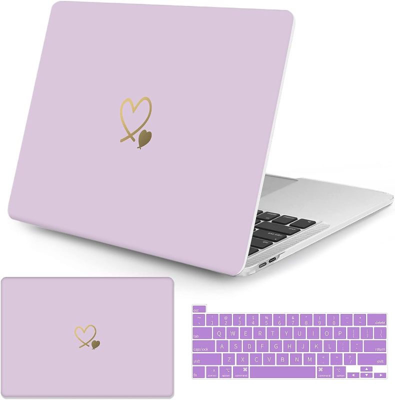 Photo 1 of Watbro Compatible with MacBook Pro 13 inch Case 2020 2019 2018 2017 Release M1 A2338/A2289/A2251/A2159/A1989/A1706/A1708, Cute Heart Plastic Hard Shell Case & Keyboard Cover,Golden Love
