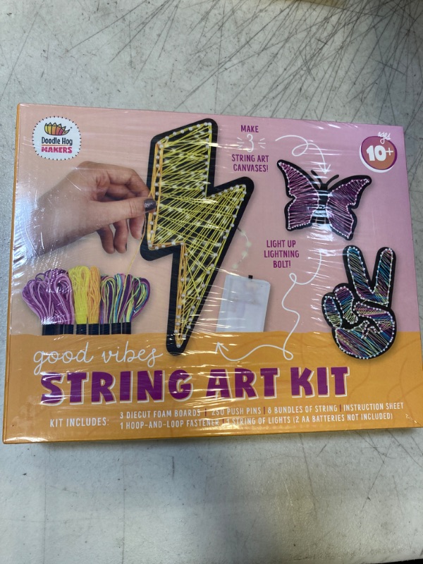 Photo 2 of DOODLE HOG String Art Kit for Kids Ages 8-12 - Gifts for 9 Year Old Girl - 10 Year Old Girl Birthday Gifts – Good Vibes DIY Arts and Crafts for Girls Ages 8-12 with 350 Push Pins, LED Fairy Lights