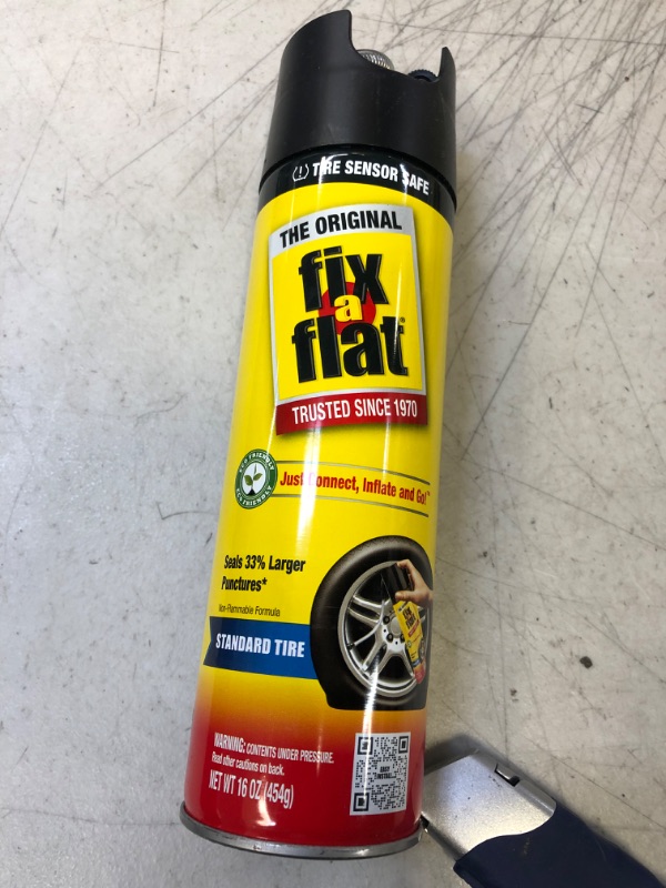 Photo 2 of Fix-A-Flat S60420 Aerosol Emergency Flat Tire Repair and Inflator, for Standard Tires, Eco-Friendly Formula, Universal Fit for All Cars, 16 oz. (Pack of 1) 16oz