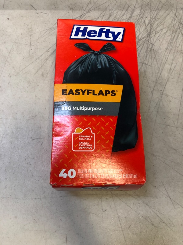 Photo 2 of Hefty Easy Flaps Multipurpose Large Trash Bags, Unscented, 30 Gallon, 40 Count Black Large (Pack of 40)