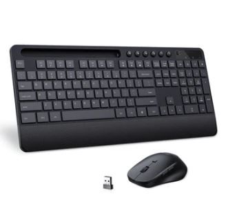 Photo 1 of PC321 Ergonomic Wireless Keyboard Mouse Combo with Phone Holder & Shortcuts