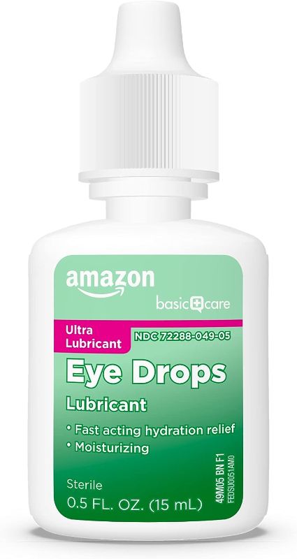 Photo 1 of [LOT OF 4] Amazon Basic Care Ultra Lubricant Eye Drops, Relieves Burning, Irritation and Discomfort, Clear, 0.5 Fl Oz [EXP: 12/2023]