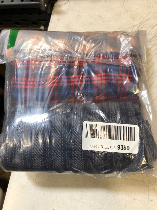 Photo 2 of Real Essentials 3 Pack: Men's Pajama Pants - Knit Cotton Flannel Plaid Lounge Bottoms- Button Fly (Available In Big & Tall) Flannel Standard 3X-Large Flannel Set 8