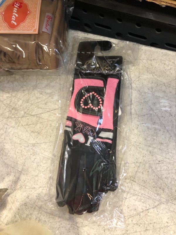 Photo 1 of AK Love Horse Riding Gloves Ladies, Men & Kids Equestrian Gloves for All Season AKRS-6388 (Black/Pink, XS)