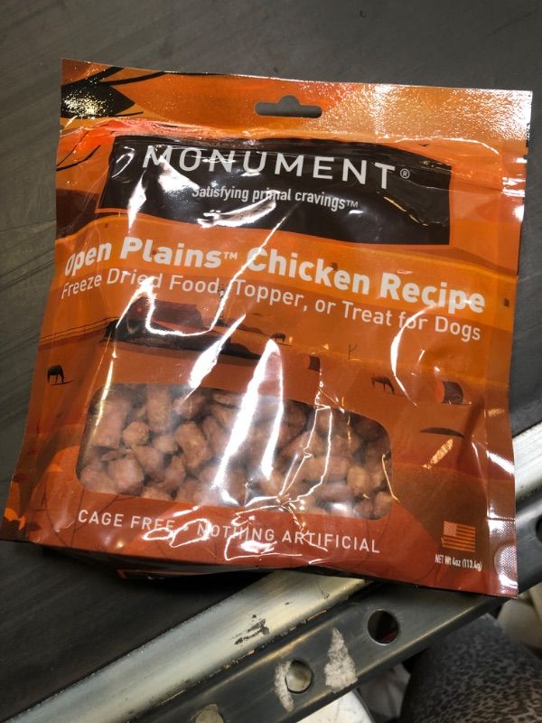 Photo 2 of Monument Freeze Dried Food, Topper, or Treat for Dogs - Freeze Dried Raw Superfood Protein, All Natural, Limited Ingredients, Wholesome & Complete Nutrition, Made in The USA Chicken EXP SEP 2022