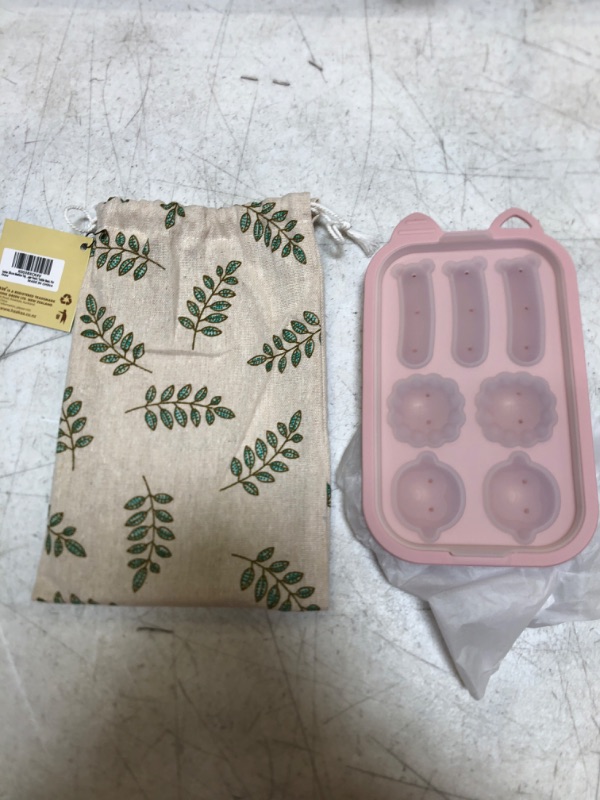 Photo 1 of haakaa Silicone Mealtime Tray, Solid Organic Baby Food Snacks Biscuits Teething Bar Molds,Homemade Baby Food Tray | Steam Cake | Egg Bites | Finger Foods | Toddler Meals, Pink Mealtime Tray Blush