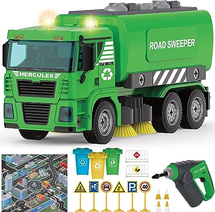 Photo 1 of Street Sweeper Toy - 130 Pcs Friction Power STEM Take Apart Toys with Drill, Push & Go Lights & Sounds for Kids - Sanitation Trash Construction Vehicle Playset for Boys Ages 4 5 6 7 8 Years Old
+++++FACTORY SEALED ++++++