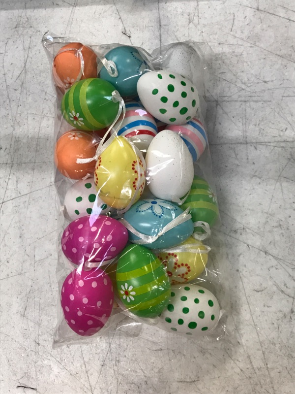 Photo 2 of 24Pcs Easter Tree Ornaments,Multicolored Hanging Plastic Easter Eggs Decorations Easter Egg Ornaments Decor