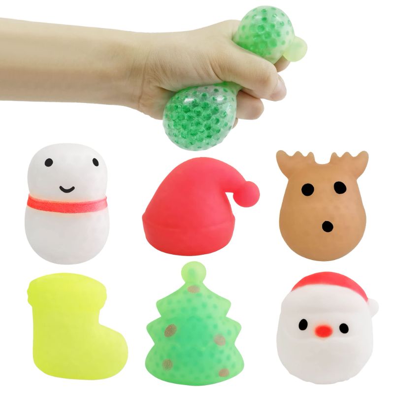 Photo 1 of 6 Pack Christmas Sensory Stress Ball Toys for Kids Girls Boys, Squishy Squeeze Toy with Water Beads Stress Reliever Anxiety Packs for Kid Party Favors,Christmas Miniatures (Christmas)