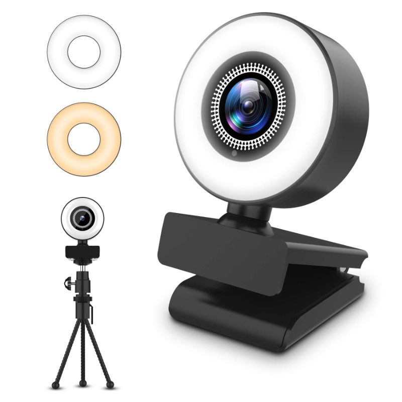 Photo 1 of ITSHINY Streaming HD Webcam, 1080P Webcam with Ring Light & Dual Microphone, USB Adjustable Brightness Web Camera for Windows Laptop Desktop Gaming Xbox Zoom etc, Black +++FACTORY SEALED+++