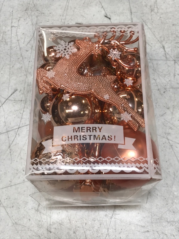 Photo 2 of 30pcs Christmas Ball Ornaments?9 Style Pendants Shatterproof Decorative Baubles ,Christmas Tree Decorations Xmas Tree Hanging Balls for Holiday,Party,Wedding(Rose Gold)