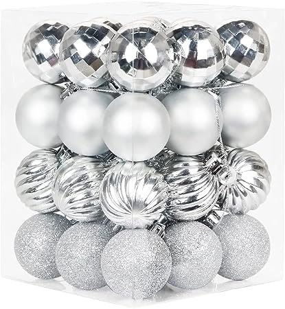 Photo 1 of 60mm/2.36" SILVER Christmas Balls 36pcs Christmas Tree Ornaments Set for Xmas Tree Holiday Party Wreath Garland Decoration Ornaments
