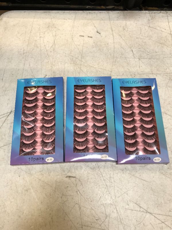 Photo 1 of 3 PACK------ASTARON Reusable False Eyelashes Natural Look Fake Eye Lashes Mink Soft Wispy Lashes, Faux Mink 3D Curled Dramatic Long EyeLashes Cat Eye Lashes Pack 10 Pairs 10-20mm W06 DD-W06