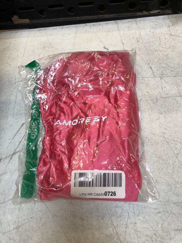 Photo 2 of AMORESY Oily luster full body diving suit tight one-piece competitive hot spring thin one-piece swimsuit Rose Red XX-Large