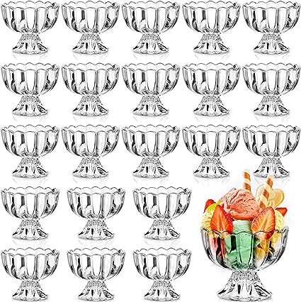 Photo 1 of 24 Pieces Glass Ice Cream Bowls Set Tulip Clear Glass Bowls 3.4-6.8 oz Footed Small Dessert Bowls Glass Dessert Cups for Dessert Sundae Trifle Fruit Salad Muffins Cake Pudding Cocktail Holiday Party

