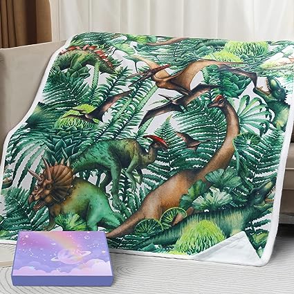 Photo 1 of AOLISI Dinosaur Blanket Gifts for Mom from Kids, Jurassic Dino World Kids Sofa Bed Blanket, Soft Cozy Flannel Fleece Blankets Form Daughter and Son 50 x 60 inches
