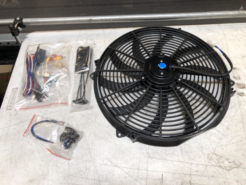 Photo 2 of A-Team Performance - 16" Electric Radiator Cooling Fan with Wide S-Curved 10 Blades - Thermostat Kit 3000 CFM Reversible Push or Pull with Mounting Kit (12 Volts)