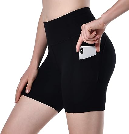 Photo 1 of Houmous Women's 5'' Inseam High Waist Biker Yoga Shorts with 4 Out Pockets
