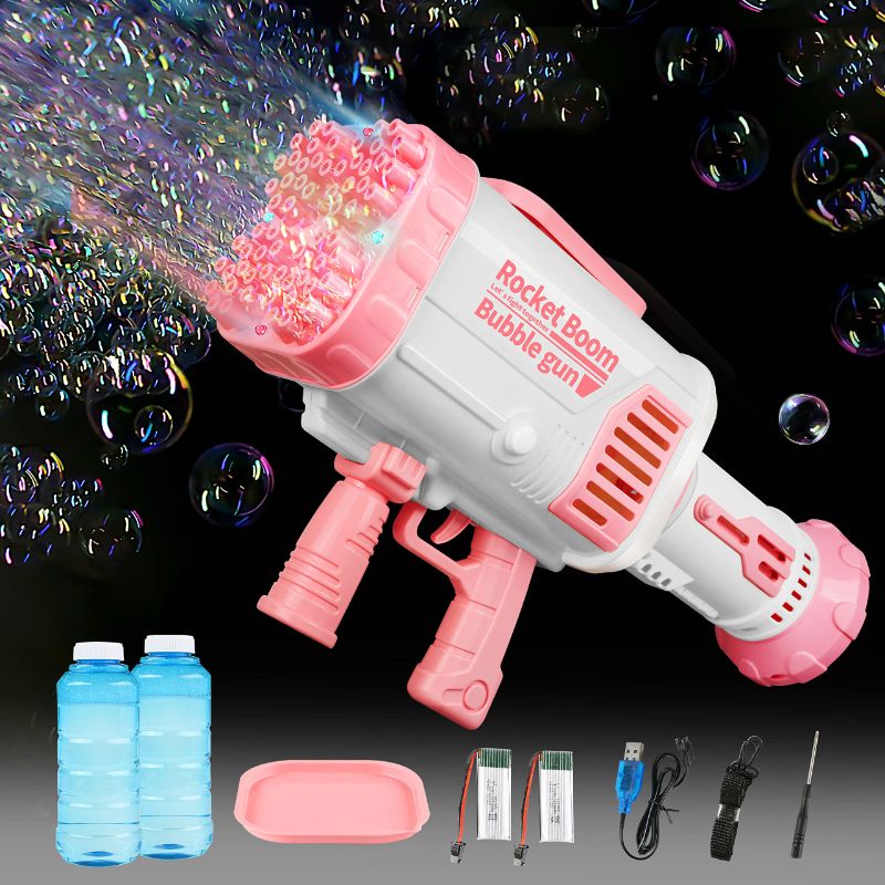 Photo 1 of Bloombloomme Bubble Guns, 64 Holes Giant Bubble Machine Gun with Colorful Lights, Electric Bubble Shooter Maker for Adults Kids Outdoor Indoor Birthday Wedding Party Toy Gift (Pink)
++FACTORY SEALED++