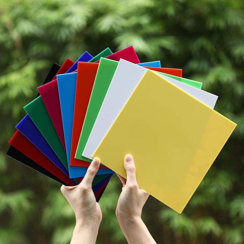 Photo 1 of 20 Pcs 8 x 8 Inch Colored Acrylic Sheets 0.08 Inch Thick 10 Colors Acrylic Board Non Transparent Plastic Sheets for Sign Home Decor Handicraft Painting Photography DIY Display Projects
