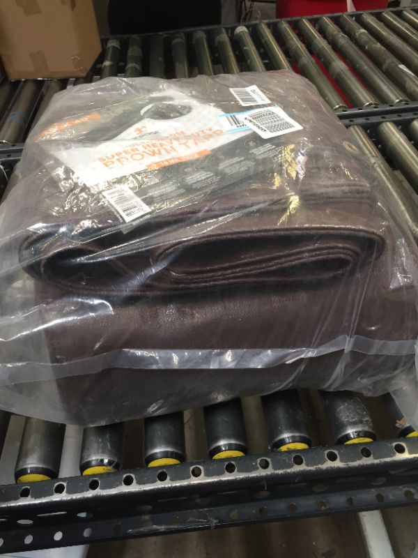 Photo 1 of 15' x 40' Super Heavy Duty 16 Mil Brown Poly Tarp Cover - Thick Waterproof, UV Resistant, Rip and Tear Proof Tarpaulin with Grommets and Reinforced Edges - by Xpose Safety