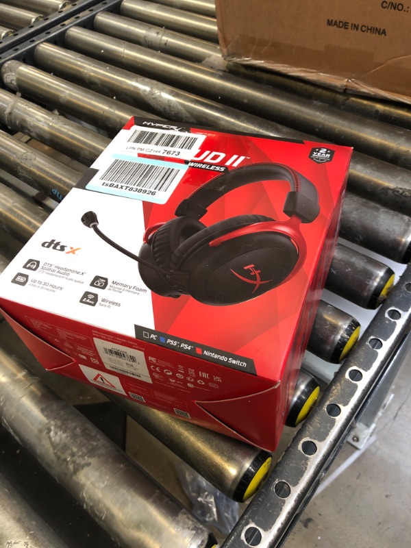 Photo 3 of HyperX Cloud II Wireless - Gaming Headset for PC, PS4/PS5, Nintendo Switch, Long Lasting Battery Up to 30 Hours, 7.1 Surround Sound, Memory Foam, Detachable Noise Cancelling Microphone, Mic Monitoring Black, Red Wireless Cloud II Headset