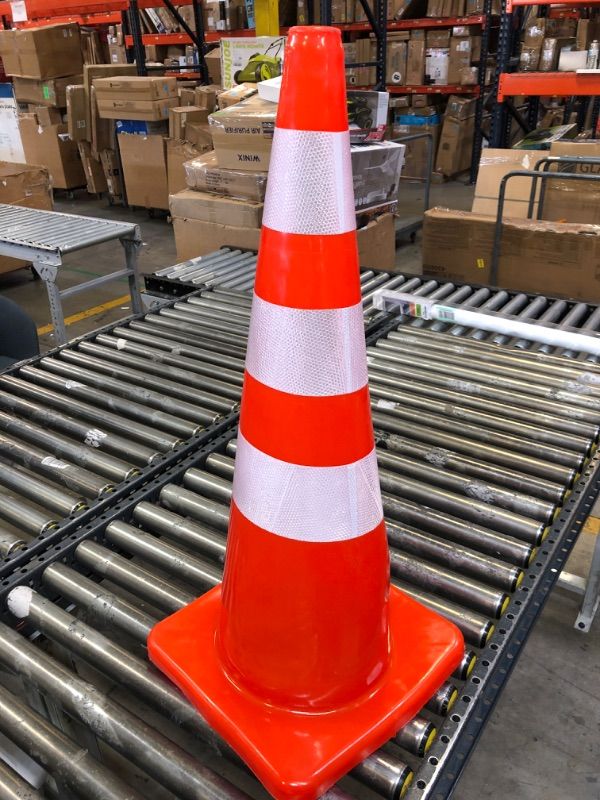 Photo 1 of 36 inch Traffic Safety Cones with Reflective Collars, Durable Orange PVC Cones for Road Safety, Parking lot and Construction Sites