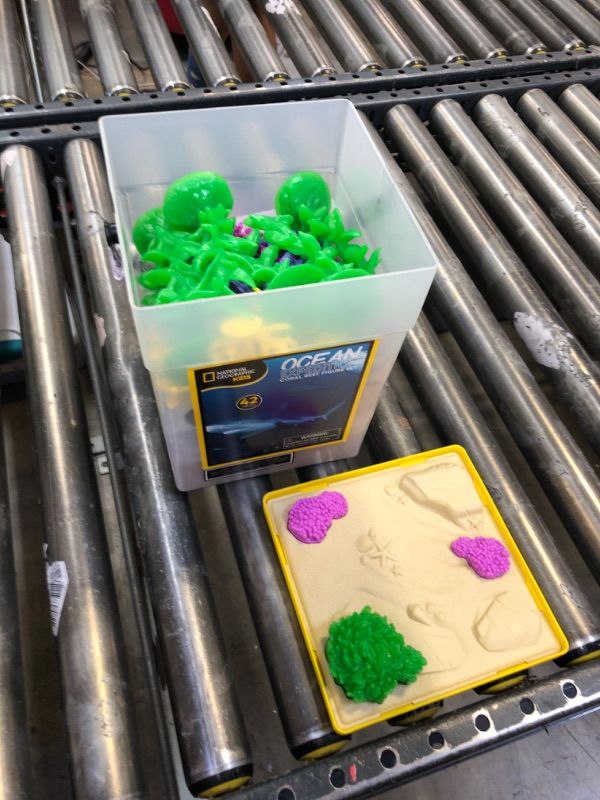 Photo 1 of Just Play National Geographic Kids Tub of Realistic Sea Animal Toy Figures for Kids, QR Code to Shark, Turtle, Jellyfish Facts, Recycled Material Packaging, Storage Container, Amazon Exclusive Ocean Set