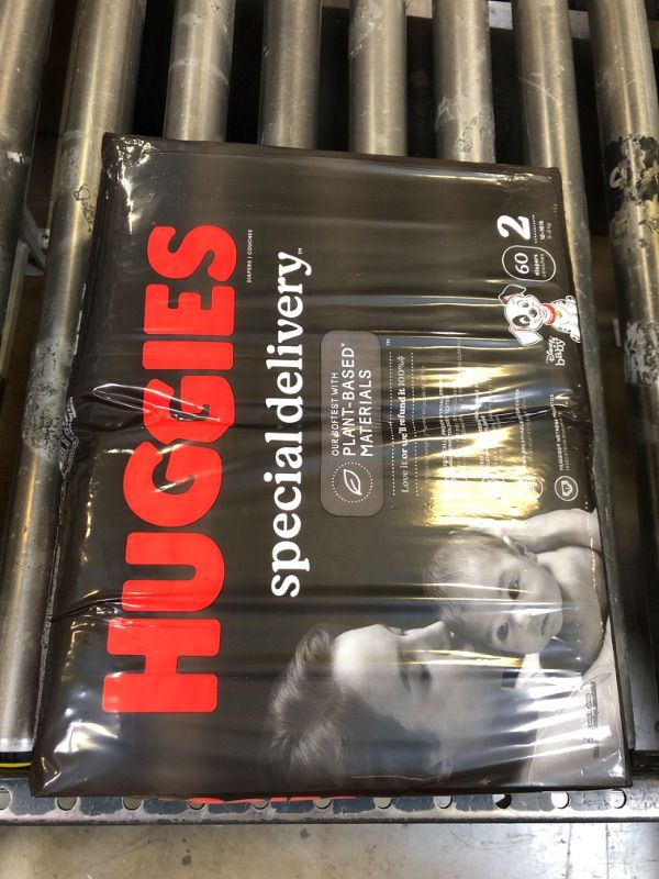 Photo 1 of Hypoallergenic Baby Diapers Size 2 (12-18 lbs), Huggies Special Delivery, Fragrance Free, Safe for Sensitive Skin, 60 Ct Size 2 (60 Count)