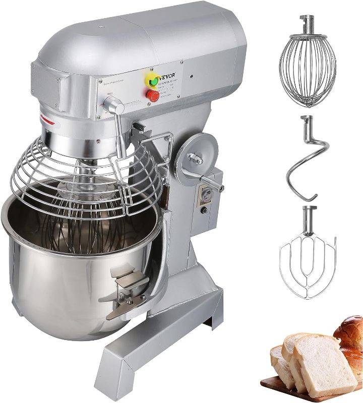 Photo 1 of 30Qt Commercial Food Mixer with Timing Function? Commercial Mixer 1250W Stainless Steel Bowl Heavy Duty Electric Food Mixer Commercial with 3 Speeds Adjustable, Perfect for Bakery Pizzeria