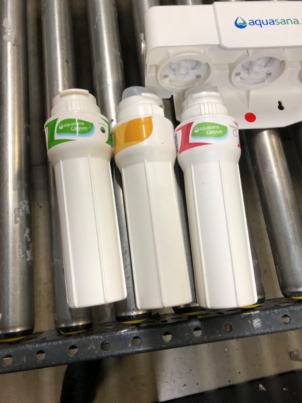 Photo 1 of Aquasana 3-Stage Max Flow Claryum Under Sink Water Filter System - Kitchen Counter Claryum Filtration - Filters 99% Of Chlorine - Brushed Nickel Faucet - AQ-5300+.55 , White Brushed Nickel Water Filter