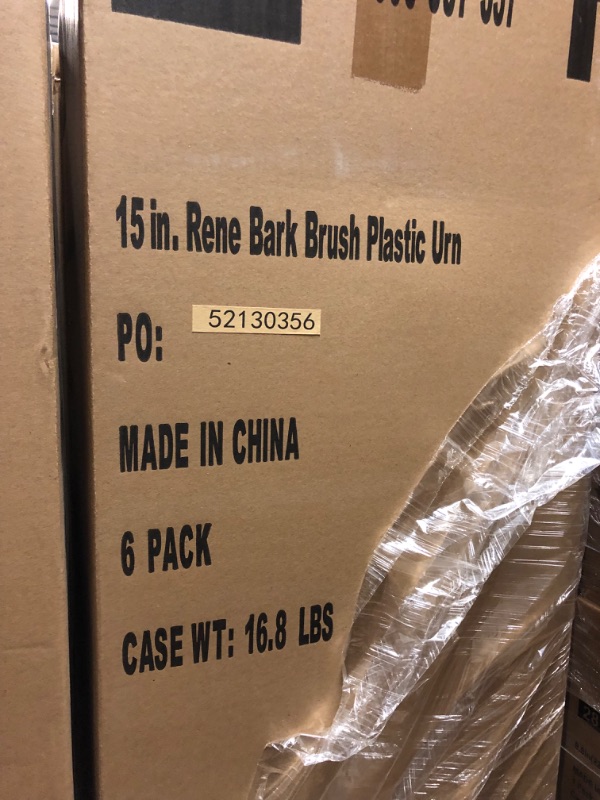 Photo 6 of 15IN RENE BARK BRUSH PLASTIC URN 6 PACK----FACTORY SEALED 