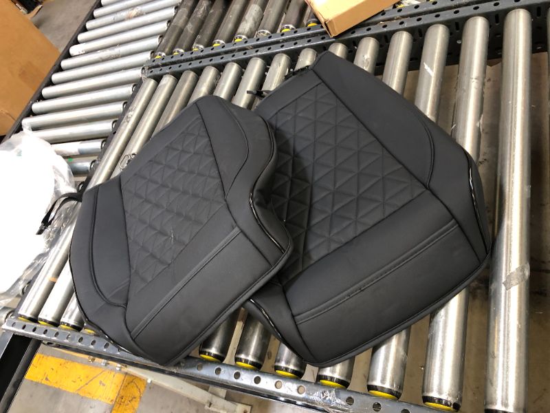 Photo 2 of Black Panther 1 Pair Luxury Faux Leather Car Seat Covers Front Bottom Seat Cushion Covers, Anti-Slip and Wrap Around The Bottom, Fit 95% of Vehicles - Black A-Triangle-Black