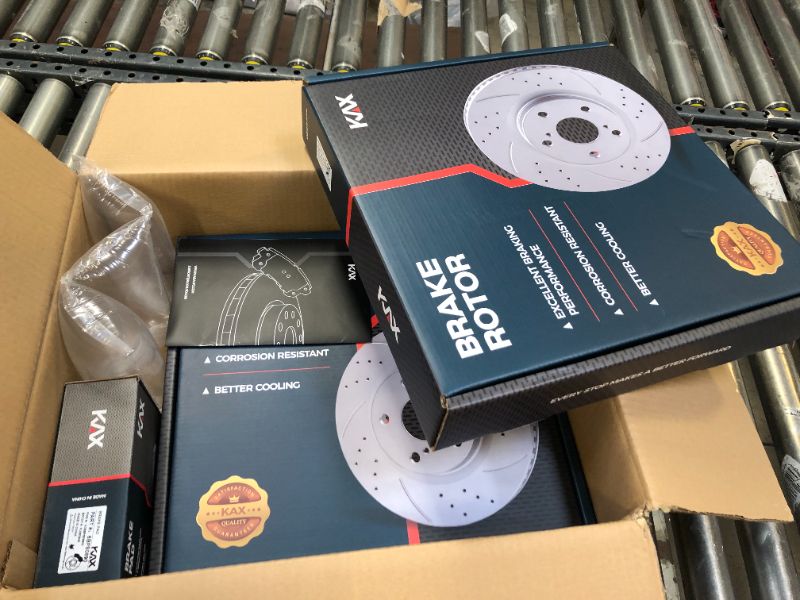 Photo 1 of KAX Front Brake Kits KX6BBK11200 Brake Rotors and Brake Pads Replacement (Performance) - UNOPENED BOXES, FOR UNKNOWN VEHICLE MAKE & MODEL