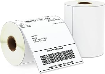 Photo 1 of BETCKEY - Shipping Labels Compatible with Zebra & Rollo Label Printer, Premium Adhesive & Perforated [2 Rolls, 500 Labels]