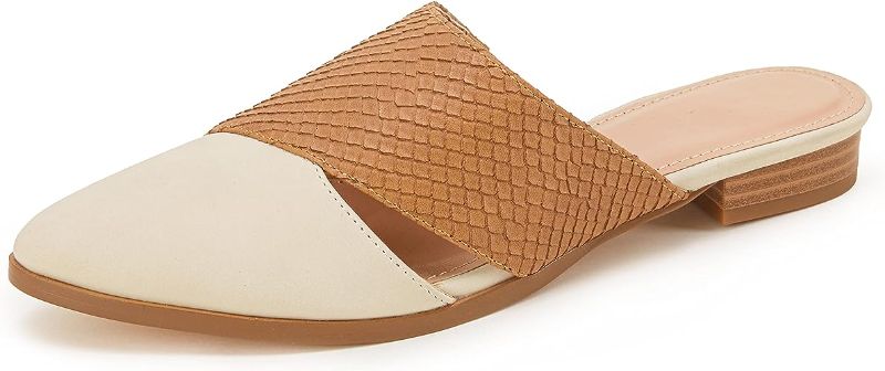 Photo 1 of FISACE Womens Backless Slip On Pointed Toe Flat Sandals Low Heel Mule Dress Loafer Slide Slipper Shoes  SIZE 9.5