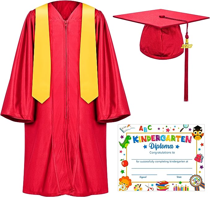 Photo 1 of 2---QZYL Kindergarten Graduation Cap and Gown, Unisex Congrats Grad Outfit with Tassel & Certificate for Preschool Kindergarten SIZE S (30)
