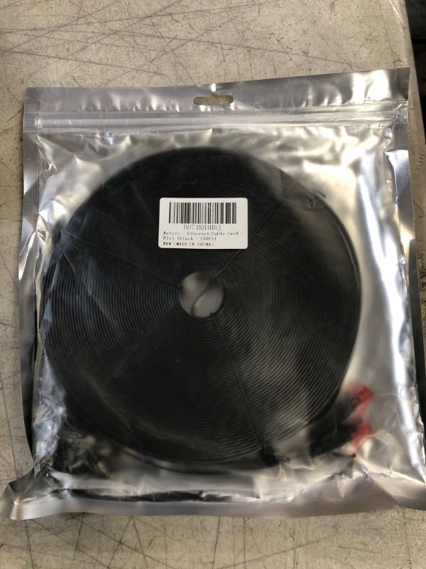 Photo 1 of Aoforz High Speed Cat 6 Ethernet Cable 100 ft,Flat Black Cat 6 Internet Network Patch Cord,with Snagless Rj45 Connectors and Cable Clips(100 Feet) 100FT Black