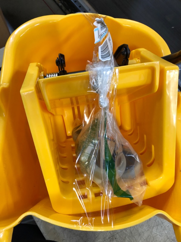 Photo 4 of Amazon Basics Side Press Wringer Combo Commercial Mop Bucket on Wheels, 35 Quart, Yellow