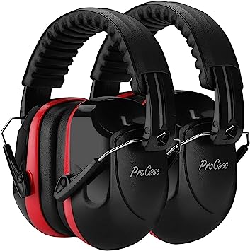 Photo 1 of ProCase Noise Reduction Ear Muffs 2 Pack, NRR 28dB Hearing Ear Protection Safety Earmuffs for Shooting Range Mowing Construction Wood Work Manufacturing Hunting Men Women Adult
