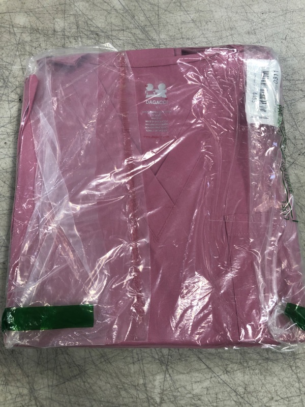 Photo 2 of Dagacci Scrubs Medical Uniform Women and Man Scrubs Set Medical Scrubs Top and Pants
size small - color blush 
