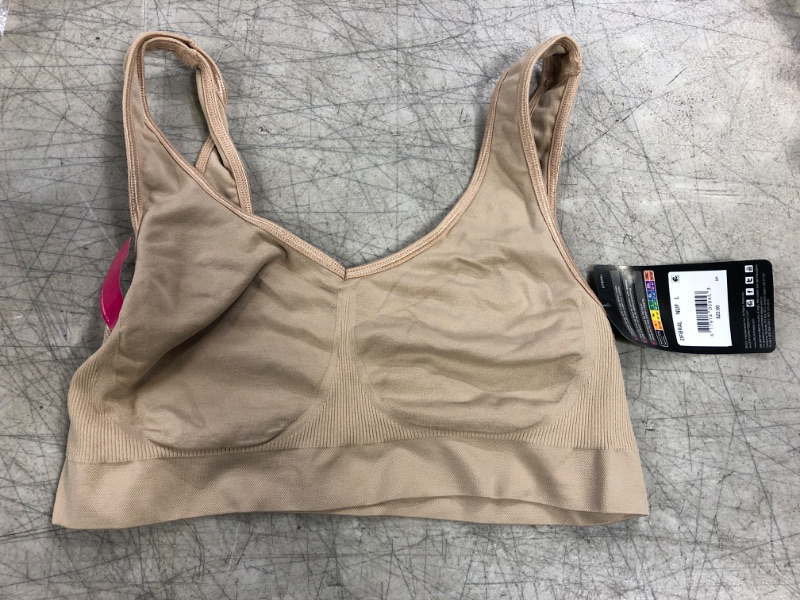 Photo 2 of Bali One Smooth U Wireless Bra, Seamless No-Bulge Shapewear Bra, Pullover Bralette with No-Roll Underband and No-Dig Straps Large Nude