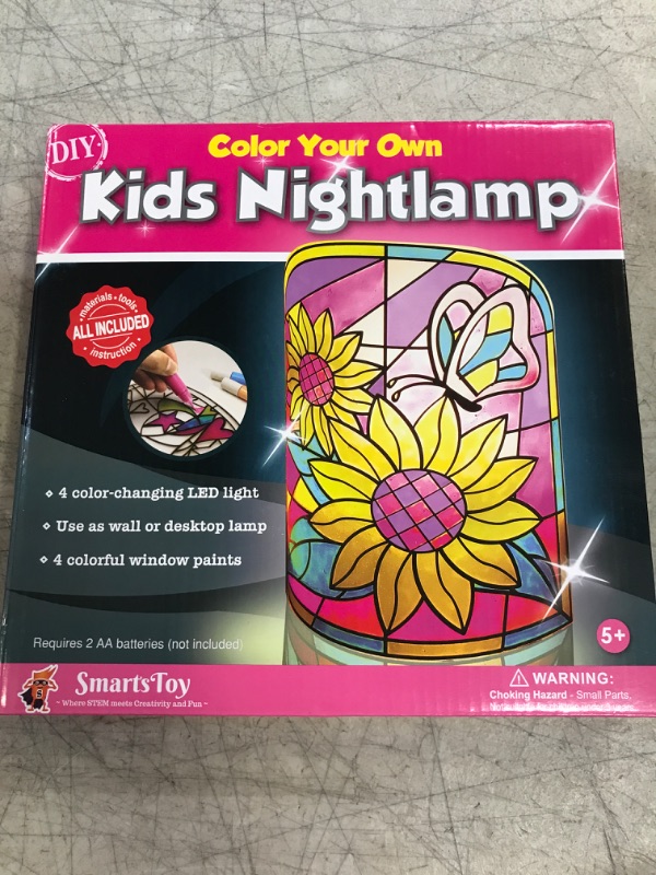 Photo 2 of Kids NightLamp DIY Kit- Creative Arts and Crafts for Girls and Boys Ages 5 Years and up- Stained Glass lamp with Window Paint and Circuit - Best Gift Art Kits