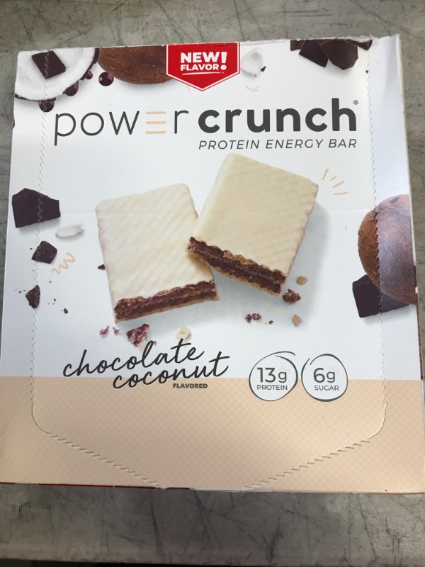 Photo 2 of Power Crunch Protein Wafer Bars, High Protein Snacks with Delicious Taste, Chocolate Coconut, 1.4 Ounce (12 Count) Coconut Chocolate