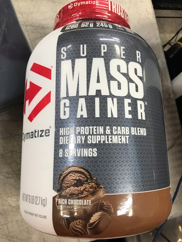 Photo 2 of Dymatize Super Mass Gainer Protein Powder, 1280 Calories & 52g Protein, 10.7g BCAAs, Mixes Easily, Tastes Delicious, Rich Chocolate, 6 lbs Chocolate 6 Pound (Pack of 1)